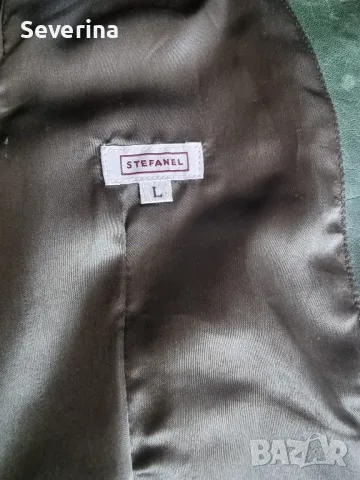Stefanel*Естествена кожа, зелено яке Л, снимка 5 - Якета - 48136600