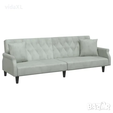 vidaXL Разтегателно канапе с подлакътници, светлосиво, кадифе（SKU: 351944）