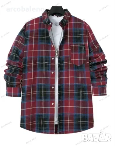 Ежедневна мъжка карирана риза с дълги ръкави, 4цвята , снимка 5 - Ризи - 47708427