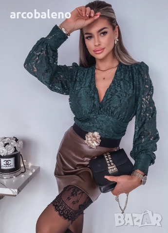 Дамско дантелено боди, 2цвята , снимка 9 - Блузи с дълъг ръкав и пуловери - 52870364