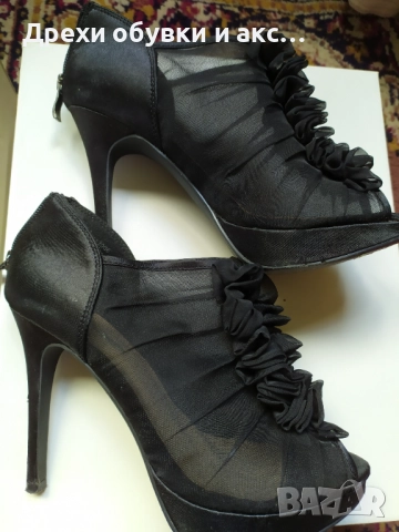 Черни сандали на висок ток 37 номер обувани веднъж 20лв
