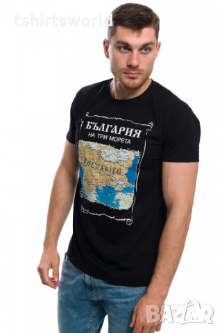 Нова мъжка тениска с трансферен печат България на три морета, карта, снимка 3 - Тениски - 28166870