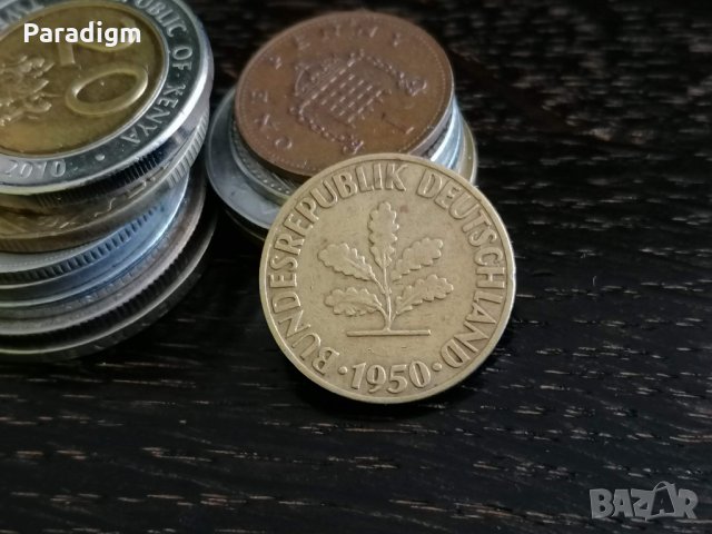 Монета - Германия - 10 пфенига | 1950г.; серия F, снимка 2 - Нумизматика и бонистика - 29411428