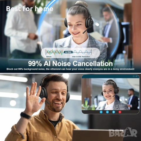 Безжични слушалки Voistek с микрофон, снимка 2 - Bluetooth слушалки - 54157359