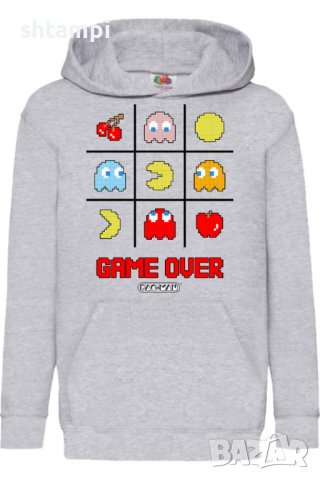 Детски Суитчър/Суитшърт PacMan Game Over,Super Mario,Игра,Подарък,Изненада,Забавление,Рожден Ден, снимка 2 - Детски анцузи и суичери - 38360727