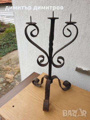 Стар свещник от ковано желязо 3ка-54см