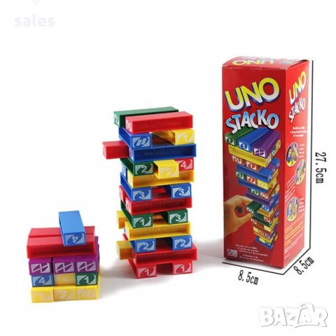 Семейна игра УНО КУЛА ОТ ПЛОЧКИ ''Uno Stacko', снимка 1