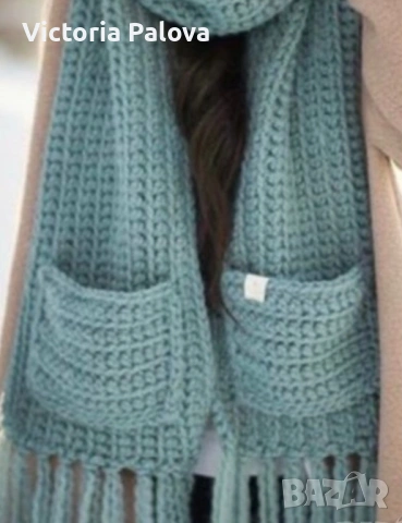 Плетен шал с джобове - идеален за зимата, снимка 8 - Шалове - 53170510