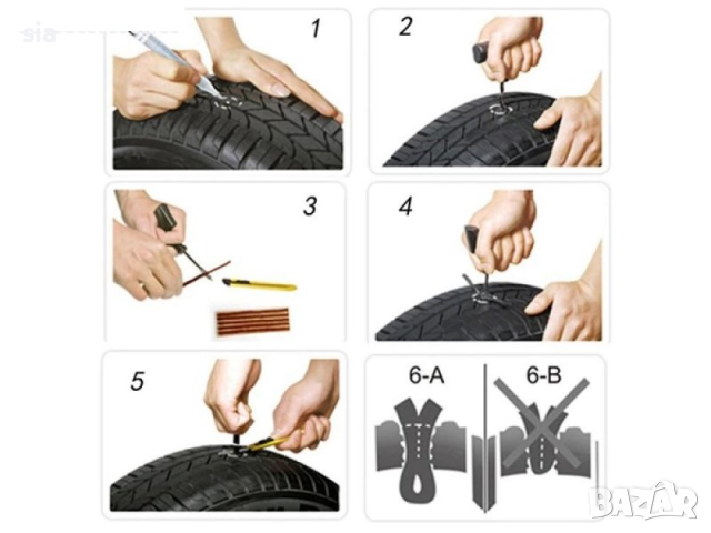 Ремонтен комплект за гуми с CO2 за напомпване 13 елемента, снимка 6 - Аксесоари и консумативи - 44638757