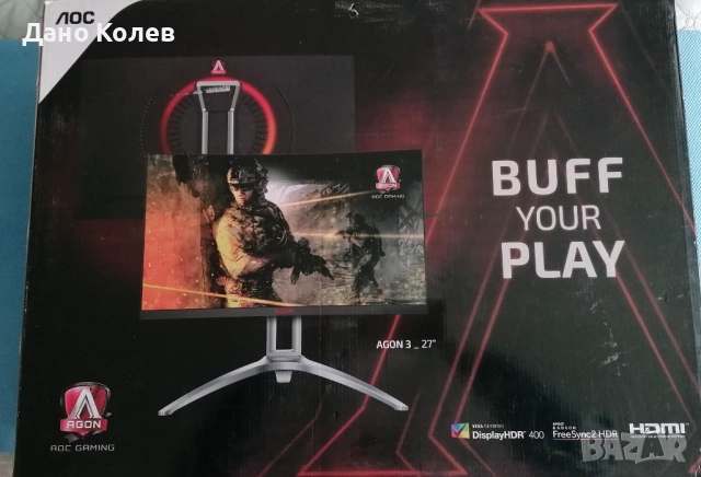 Монитор Gaming QLED VA AOC Agon AG273QCX 27"QHD, 1ms, 144Hz, Freesync, снимка 14 - Монитори - 52889777