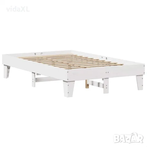 vidaXL Рамка за легло без матрак, бял, 120x190 см, борово дърво масив, снимка 6 - Спални и легла - 56148275