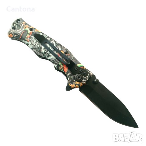 Дизайнерски нож сгъваем BOKER PLUS 96/210 с черепи, снимка 2 - Ножове - 40702942