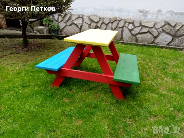Градинска детска масичка с пейки,цветна, снимка 3 - Други - 50280074