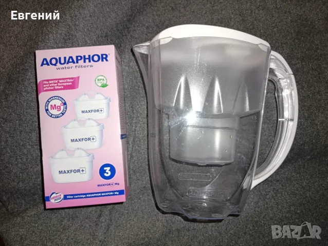 Кана за вода Aquaphor 2.8L (1.5L) + 2 броя нови филтъра (картриджа) Maxfor+ Mg