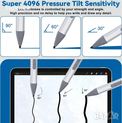 Стилус за Microsoft Surface, Surface Pro Stylus за Surface Pro 9/11/10/8/X/7/6/5/4/3, Surface Pro 11, снимка 3 - Друга електроника - 55843631