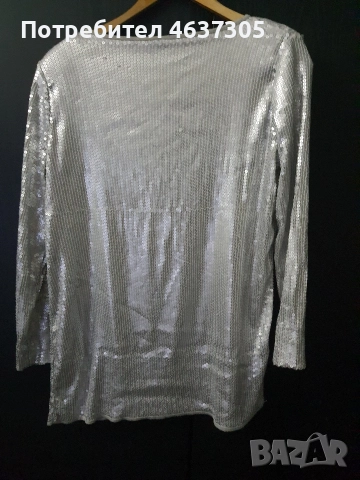 маркова ластична сребриста блуза, снимка 2 - Блузи с дълъг ръкав и пуловери - 52945721