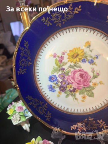 EPIAG Carlsbad Czechoslovakia- уникална красота изобразена върху превъзходно плато 24.5 см Код P1824, снимка 9 - Сервизи - 53002310
