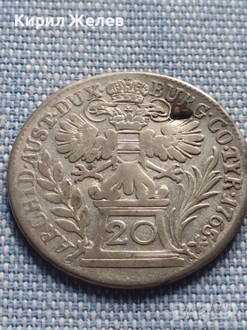 Сребърна монета 20 кройцера 1765г. Мария Терезия Виена Свещена Римска империя 13641, снимка 8 - Нумизматика и бонистика - 42871851