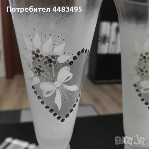 Сватбени чаши кристал , снимка 2 - Сватбени аксесоари - 56350076