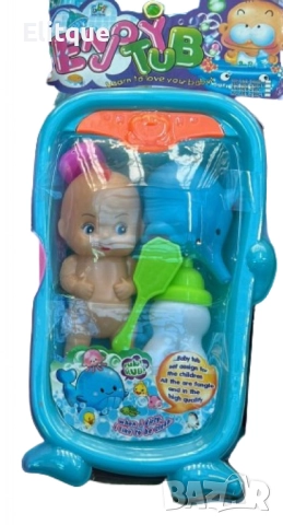 Комплект за деца - Кукла с бебешка вана и аксесоари за баня, снимка 3 - Други - 52753246