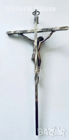 Метален кръст Разпятие Христово Италия, снимка 4 - Антикварни и старинни предмети - 49815161