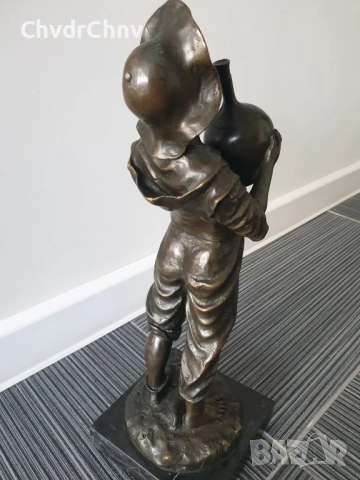 40см-6кг Barbella статуетка/стара италианска бронзова скулптура/фигура на момче пиещо от стомна, снимка 3 - Статуетки - 52804196