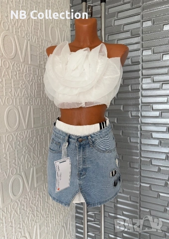 Дамска къса дънкова пола атрактивен модел 