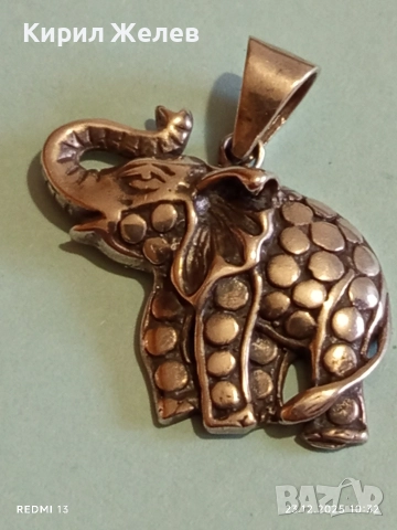 Сребърен медальон с формата на Слон амулет за късмет ювелирна изработка 49808, снимка 9 - Колиета, медальони, синджири - 52882115