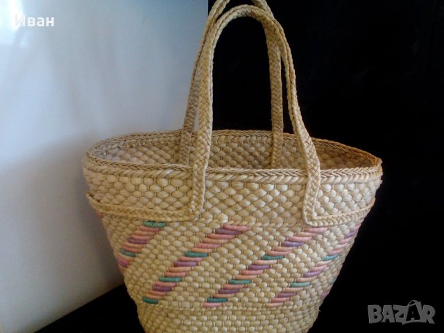 Стилна плетена чанта тип кошница , снимка 1 - Чанти - 29336033