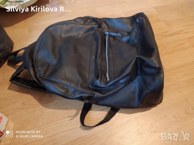 Черна кожена раница Venice, снимка 3 - Раници - 29773665