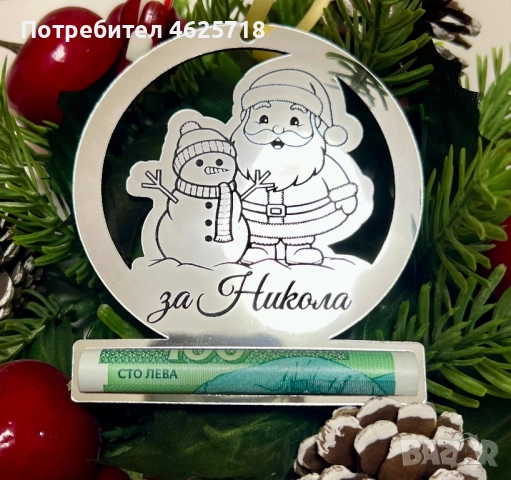 Коледна висулка с персонален надпис и държач за пари, снимка 3 - Декорация за дома - 52090666