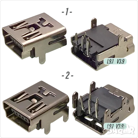 Букса конектор  USB mini  ; 4/5/8/10 pin Female jack SMT connector, снимка 2 - Ремонт на друга електроника - 39471255