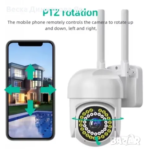 Icseee - Smart Wi-Fi камера с нощно виждане, 360° контрол, IP66, снимка 7 - Камери - 49135522