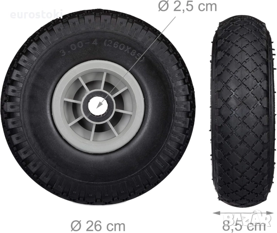 Relaxdays комплект от 2 колела за транспортна количка 3.00-4″, 2 броя безкамерни резервни колела, снимка 5 - Друго търговско оборудване - 51968033