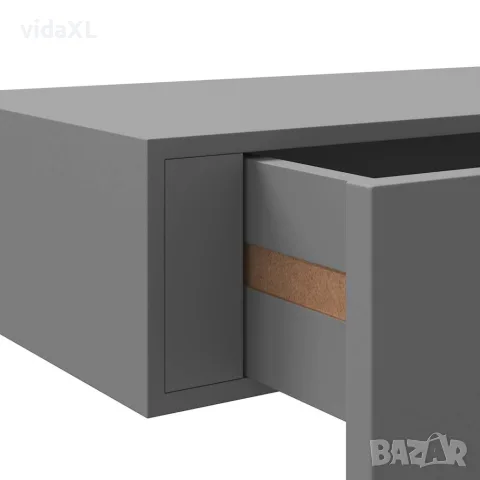 vidaXL Стенен рафт с чекмедже, сив, 60x23,5x10 см, МДФ, снимка 10 - Етажерки - 56146911