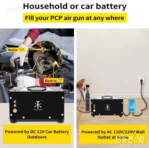 TUXING TXET061 PCP въздушен компресор 300Bar 4500 Psi (12V - 220V), снимка 6 - Въздушно оръжие - 52384589