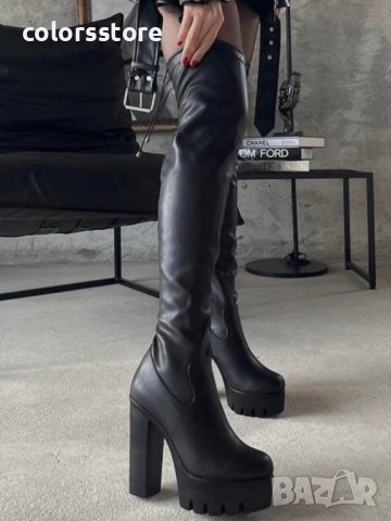 Чизми на ток - черна кожа - NA60