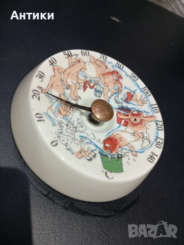 Стар термометър за сауна маркиран, снимка 4 - Антикварни и старинни предмети - 52470522