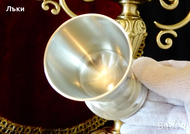 Калаена чаша на столче 150 гр. , снимка 2 - Антикварни и старинни предмети - 54295622