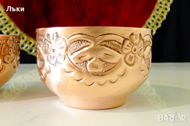 Медна чаша,коктиера с ковани орнаменти. , снимка 8 - Антикварни и старинни предмети - 40777193