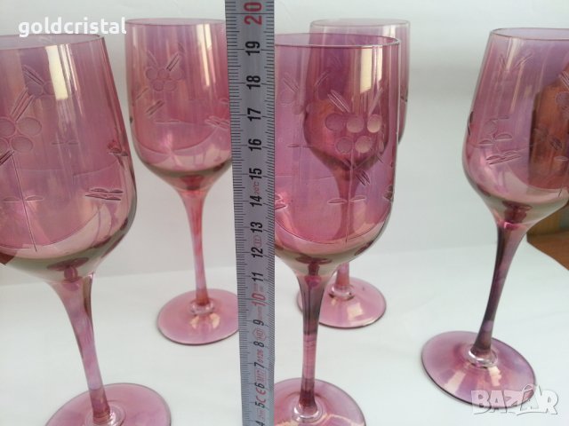 Ретро стъклени чаши цветно стъкло , снимка 4 - Антикварни и старинни предмети - 37552691