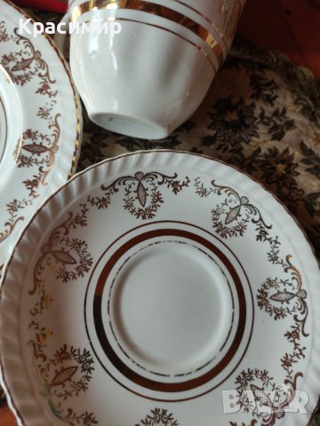Винтидж троен сет от лек и фин порцелан с кракле и износване от употреба., снимка 5 - Сервизи - 40845613