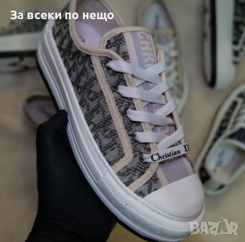 Dior Oblique Дамски Маратонки С Кутия👟Дамски Спортни Обувки Бежаво с Тъмно Зелено Код S77