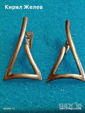 Нежни сребърни обеци майсторска ръчна изработка 27362, снимка 8 - Обеци - 52691925
