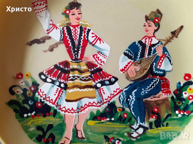 чиния етно пластмаса рисувана ръчно уникат, снимка 2 - Картини - 31238852