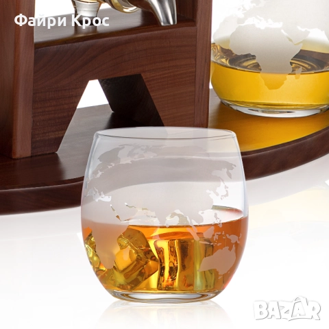 Комплект стъклена бутилка Буре 1000мл, 2бр чаши x 200мл, корпоративен подарък за мъже, диспенсър, снимка 2 - Подаръци за мъже - 52798565