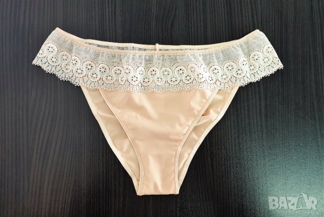 Бежови бикини с дантела марка Lady M, снимка 4 - Бельо - 28589759