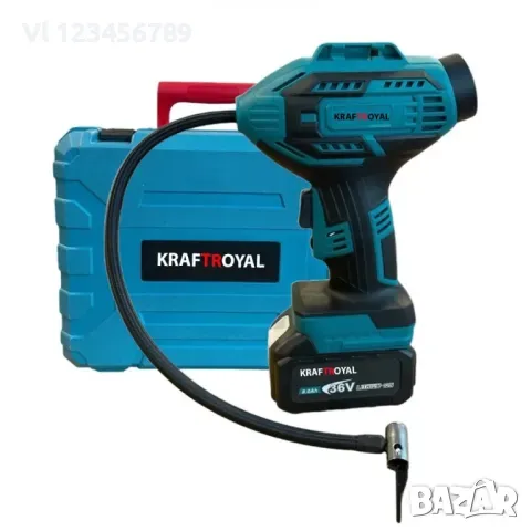 Акумулаторен Компресор за гуми KraftRoyal 36V-8Ah. С 2 батерий. 11 атм., снимка 3 - Аксесоари и консумативи - 49766215