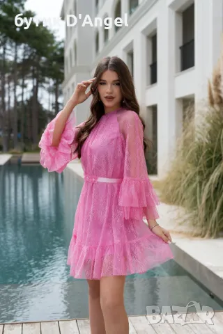 Дантелена рокля DELICATAMENTE ROSA, снимка 2 - Рокли - 49760245