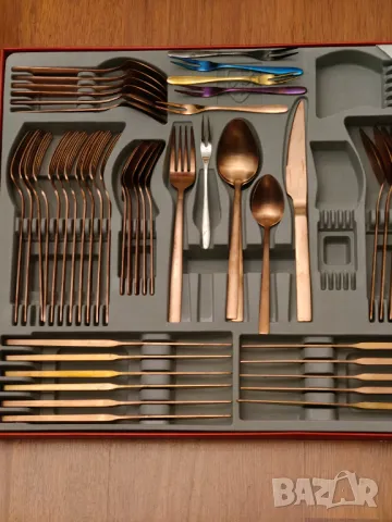   разпродажба Нови прибори за хранене неръждаема стомана 54 броя антична мед , снимка 2 - Прибори за хранене, готвене и сервиране - 47624281